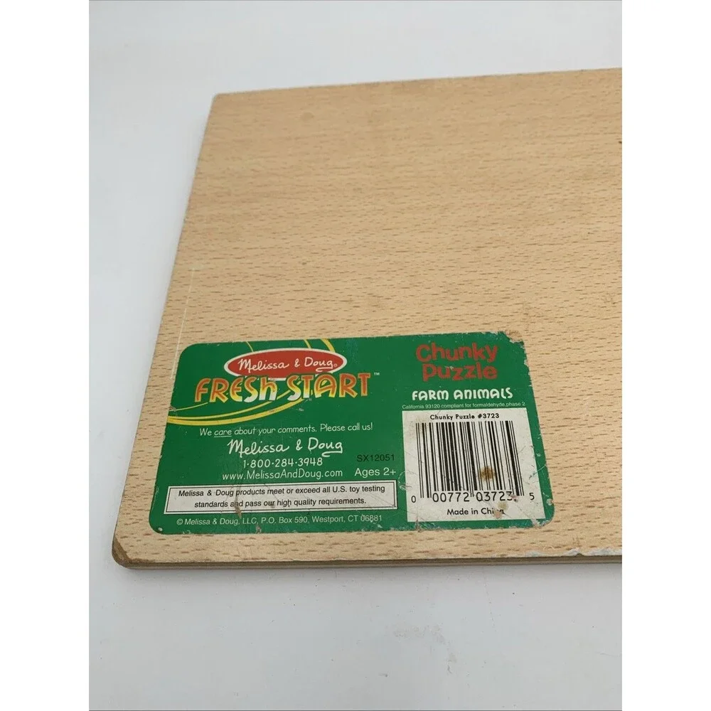 Melissa and Doug Fresh Start FARM ANIMALS Chunky Thick Wood Puzzle 12